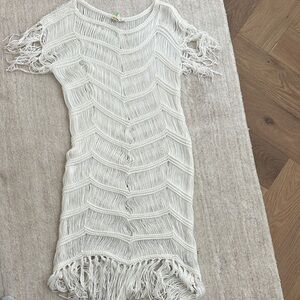 Pilcro White Fringe Swim Coverup